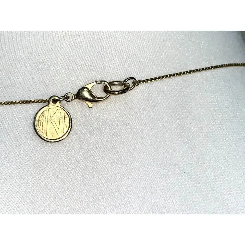 Vintage AKD Gold Tone Faux Pearl Station Long Necklace